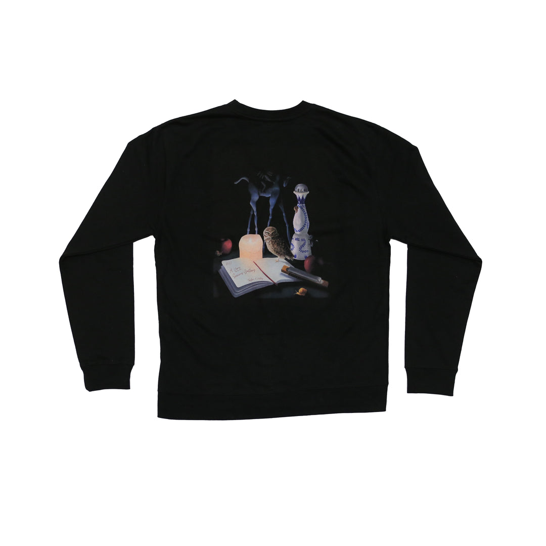 Crewneck #1: Classic White Logo (Black), Taylor Ana Valdez on verso